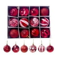 thumbnail image 1 of 6cm Christmas Ball Ornaments Set of 12 | Shatterproof PVC Glitter Baubles for Tree Decor - Red Gold Blue Green Colors | Holiday Party & Home Decoration, 1 of 2