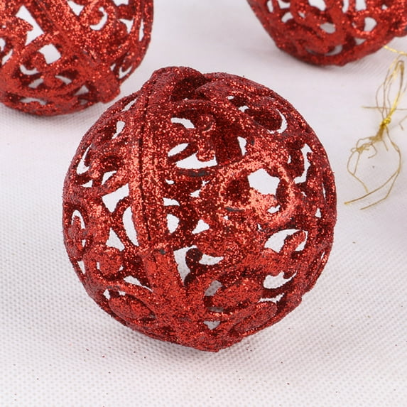 6cm Christmas Tree Bauble Hanging Ornaments, Glitter Holiday Decorations, Durable Plastic, Indoor Party and Home Tree Decorations, Festive DIY Tree Garland Ornaments for Hotels