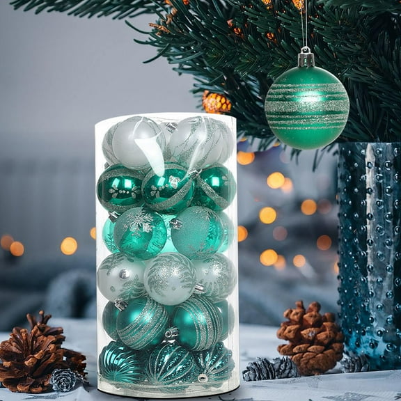 6cm Christmas Tree Ornaments Set | 30-Piece PE Plastic Painted Hanging Decorations | Shatterproof Holiday Decor for Indoor & Outdoor Use