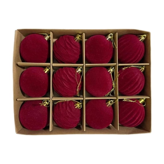 6cm Flocking Christmas Dark Velvet Christmas Christmas Tree Decoration 12pcs