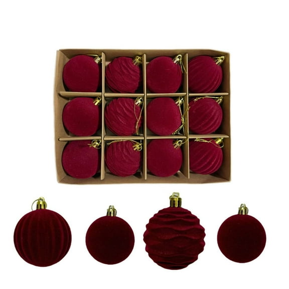 6cm Flocking Christmas Dark Velvet Christmas Christmas Tree Decoration 12pcs
