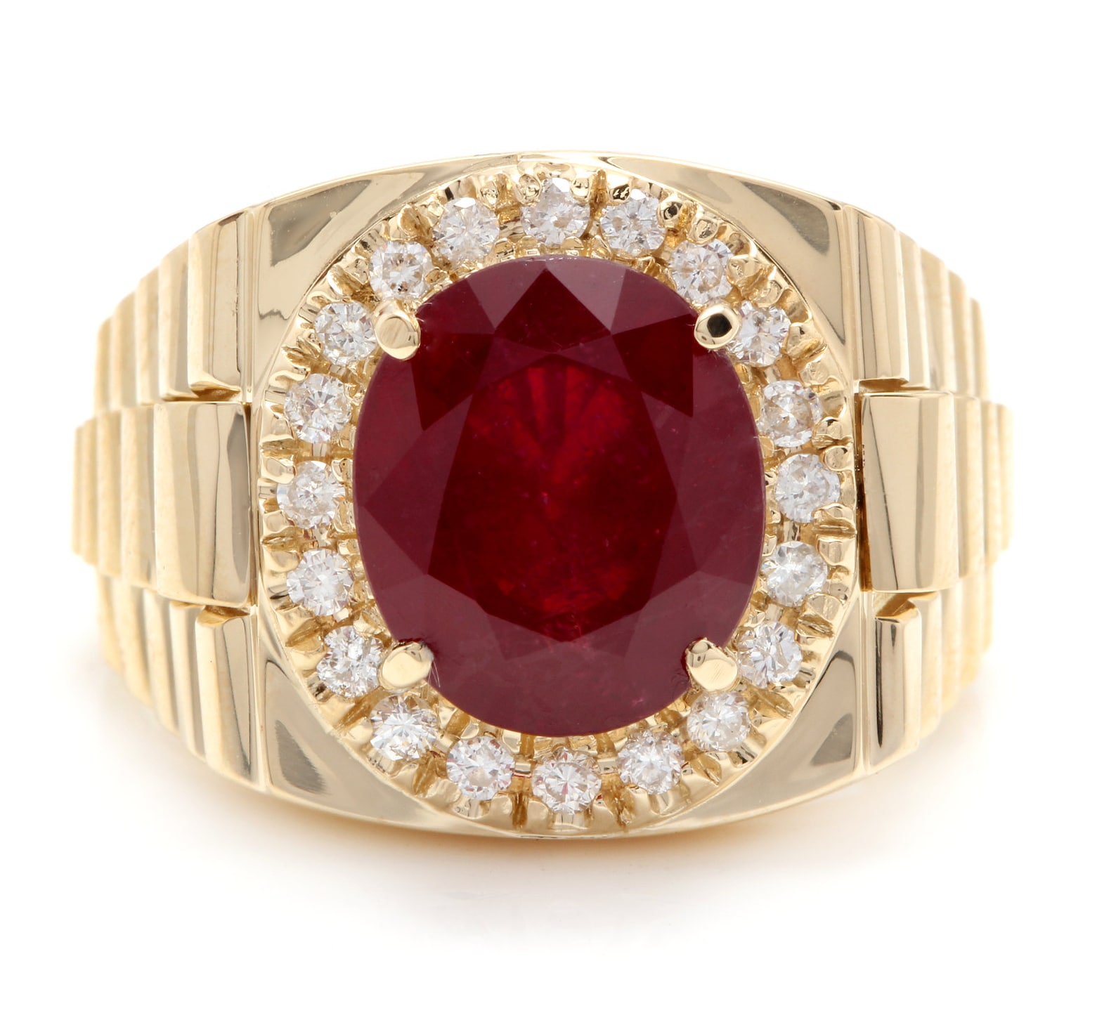 6ct Lab Craeted Diamond & Ruby 14k Yellow Gold Plated Men's Ring ...