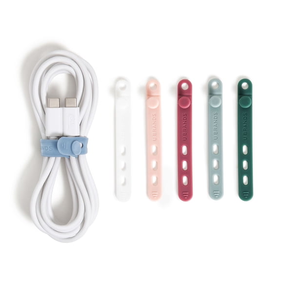 U Brands 6 Count Silicone Cord Bands for Chargers and Tech Accessories, Multicolor