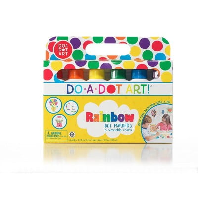 6ct Washable Rainbow Dot Markers