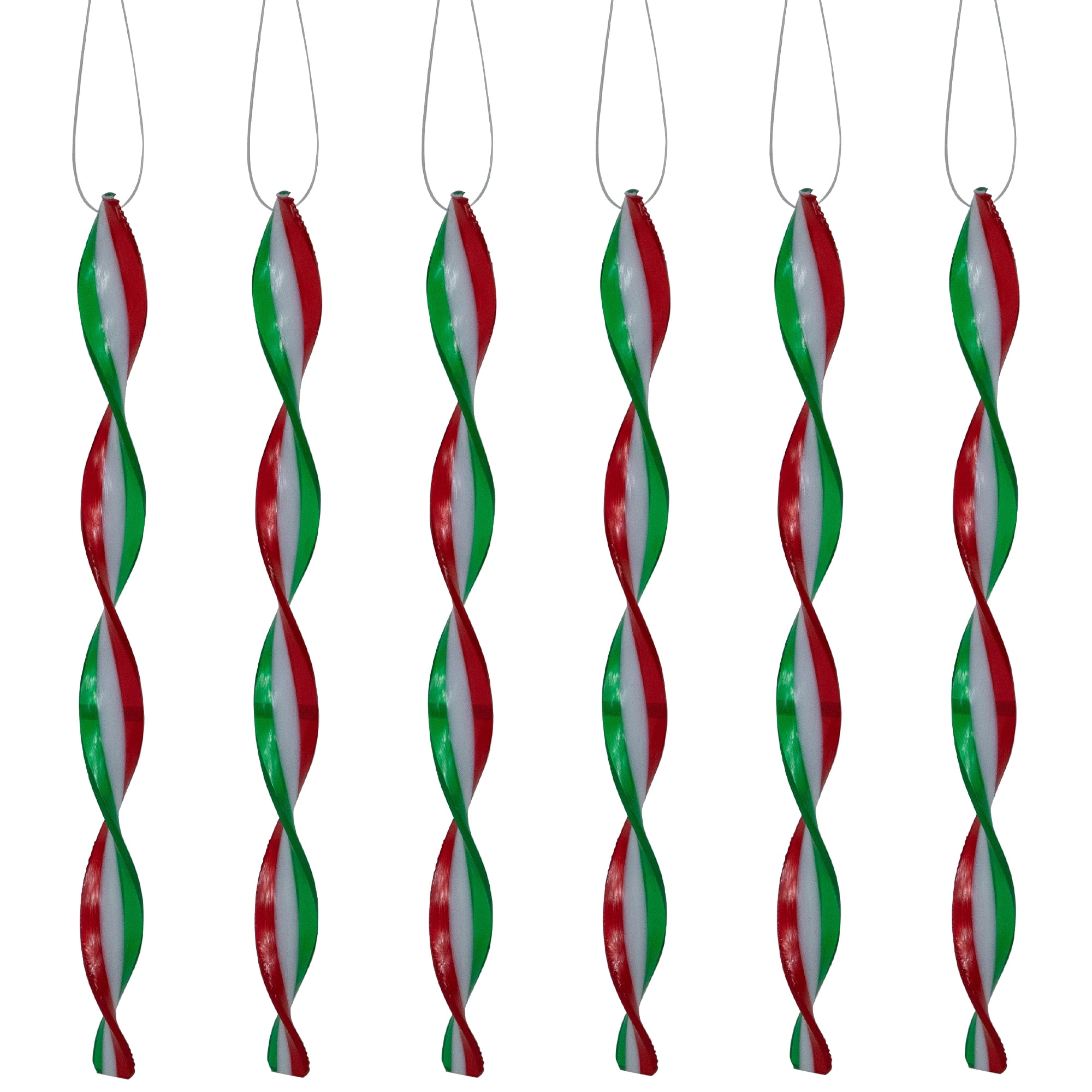 Festive Red, Green, and White Candy Swirl Christmas Ornaments Set