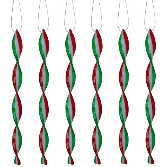 Northlight 6ct White, Red and Green Candy Swirl Christmas Ornaments 8"