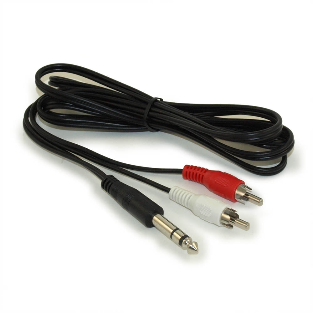 Cavo Audio 1/4 TRS Stereo A 2 RCA - 6,6ft (2 Metri), OFC, Collegamento Per Console Mixer A Processore Effetti - copertina