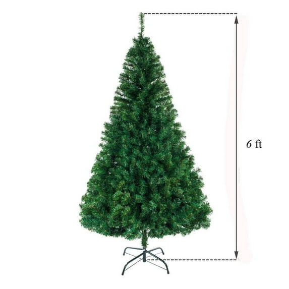 Alightup 6ft Green Artificial Christmas Tree - 1050 Realistic Pine Branches, Durable PVC & Metal Base, Easy Assembly for Home Holiday Decor