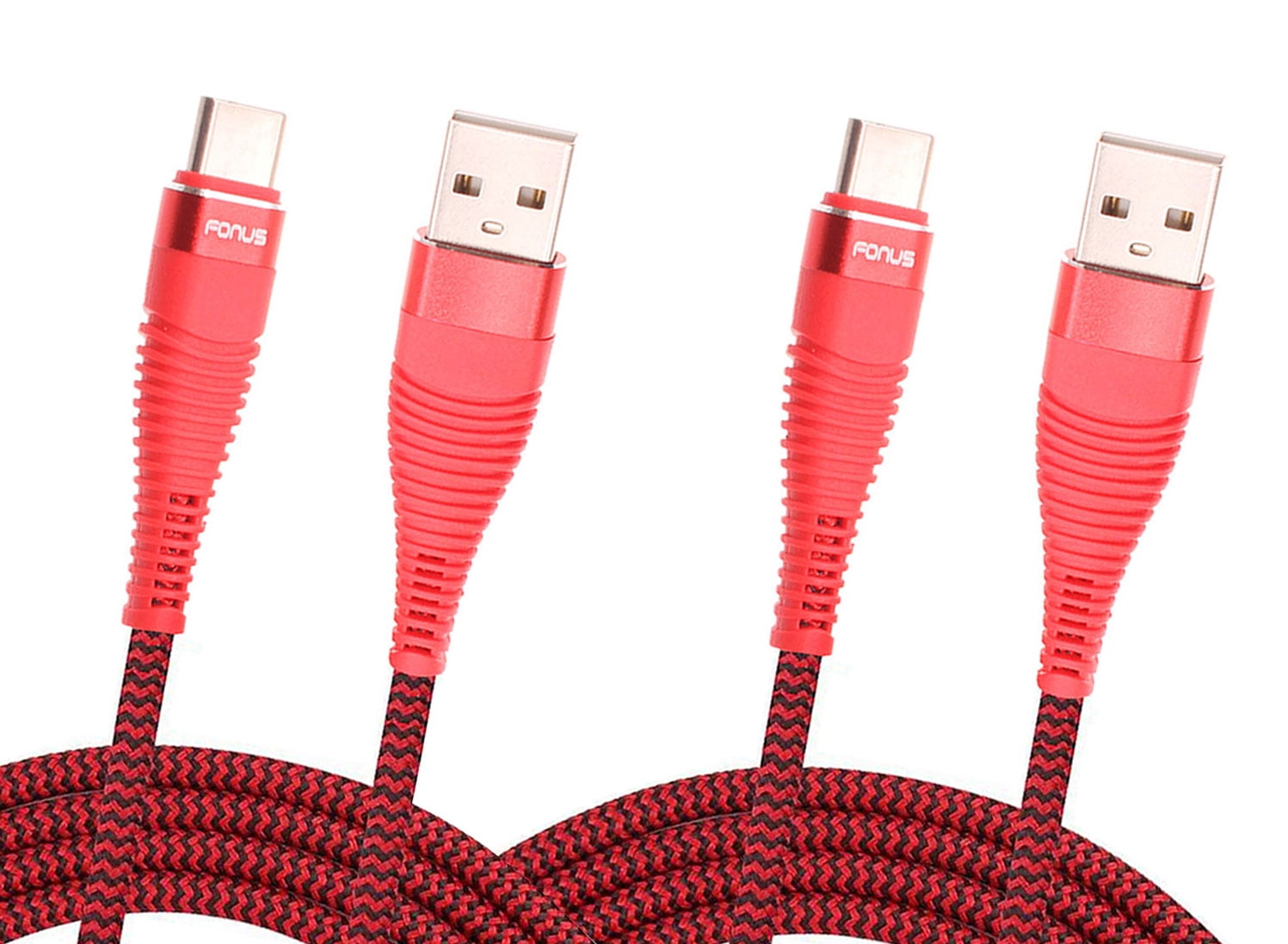 6ft and 10ft Long USB-C Cables Fast Charge for Samsung Galaxy A05/A13 5G/A14 5G/A23 5G/A33 5G/A53 5G/A73 5G - TYPE-C Cord Power Wire Data Sync Red Braided High Speed