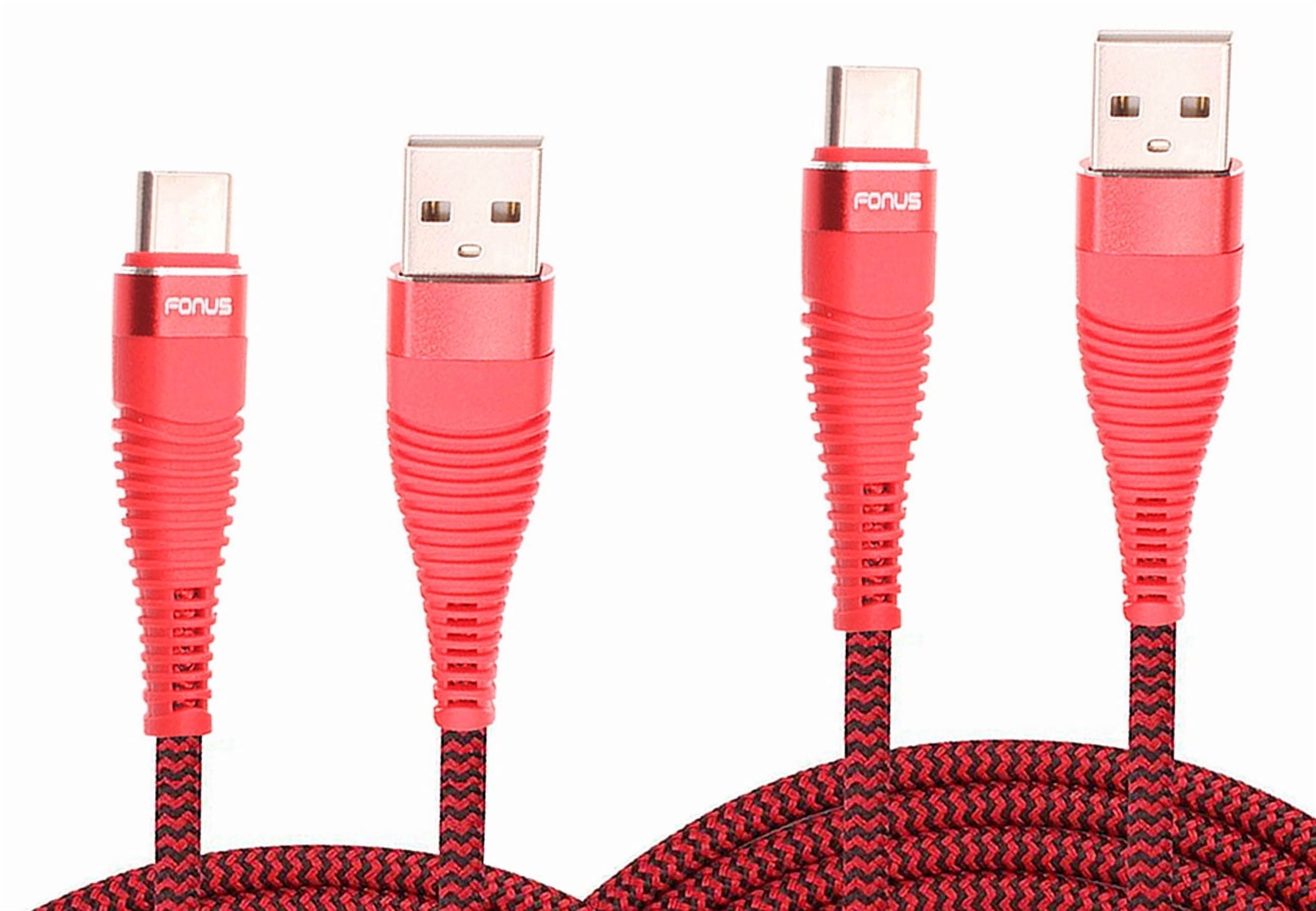 6ft and 10ft Long USB-C Cables for Samsung Galaxy XCover6 Pro/Xcover7/XCover7 Pro - Fast Charge TYPE-C Cord Power Wire Data Sync Red Braided High Speed