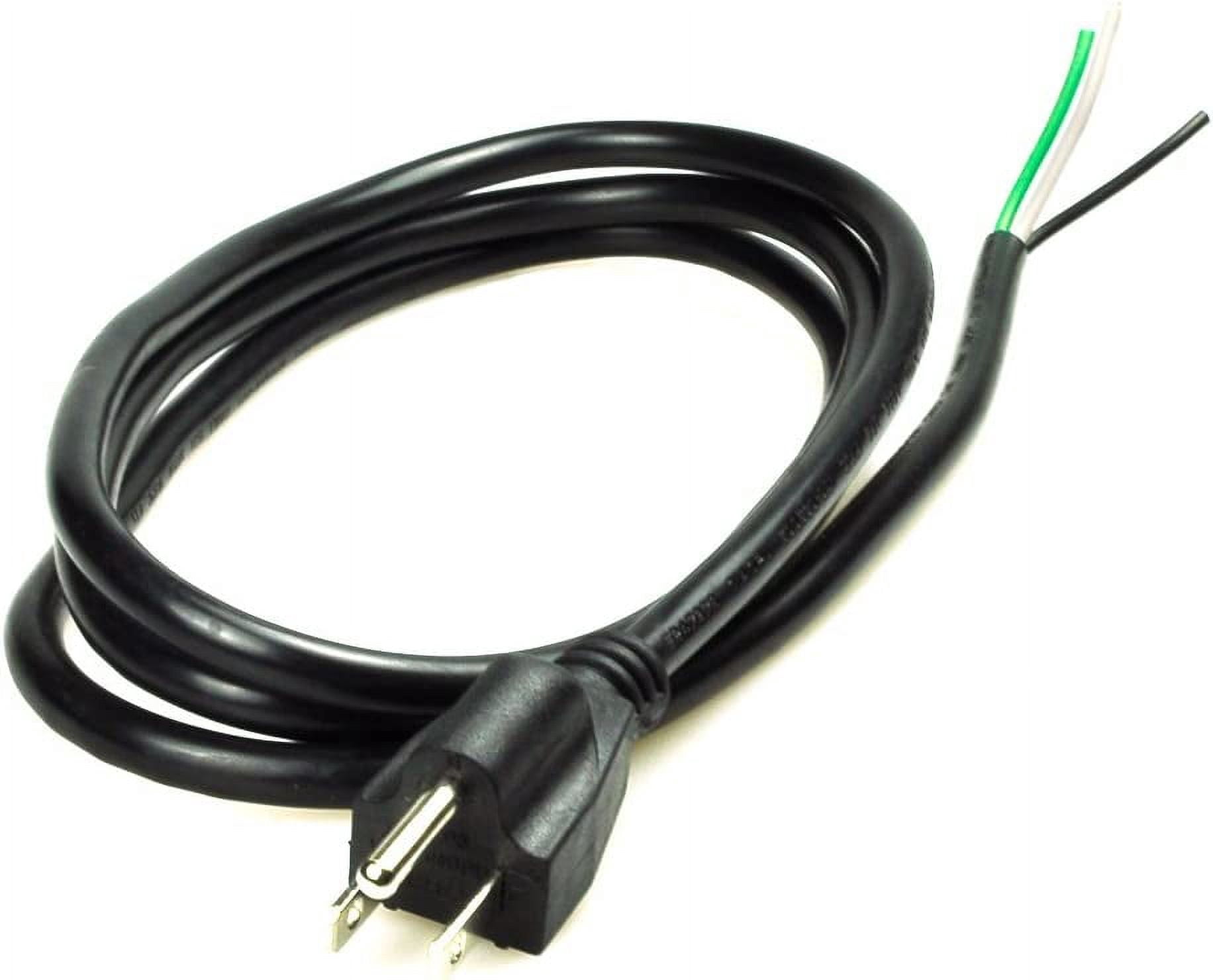 6ft 16 Gauge 3 Prong Heavy Duty Replacement Power Supply Cord Cable 110V 115V 120V Pigtail for Universal AC Appliance, NEMA 5-15 Plug US SJT 16AWG (12A)