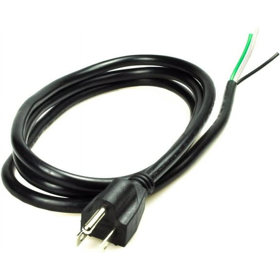 6ft 16 Gauge 3 Prong Heavy Duty Replacement Power Supply Cord Cable 110V 115V 120V Pigtail for Universal AC Appliance, NEMA 5-15 Plug US SJT 16AWG (12A)