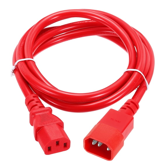 6ft 18 AWG Red 18/3 Universal Power Cord C14 to C13 10A 250V 3-Prong Extension PDU Power Cables