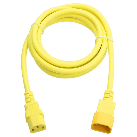 6ft 18 AWG Yellow 18/3 Universal Power Cord C14 to C13 10A 250V 3-Prong Extension PDU Power Cables