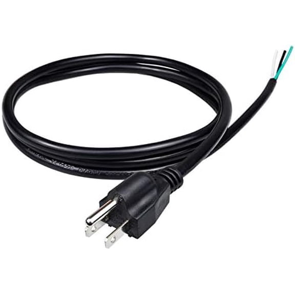 6ft 18 Gauge 3 Prong Heavy Duty Replacement Power Supply Cord Cable 110V 115V 120V Pigtail for Universal AC Appliance, NEMA 5-15 Plug US SJT 18AWG (10A)