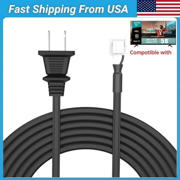 6ft 18AWG AC Internal Power Cord Cable Lead Compatible with Hisense 58RGE3 F39V77C 58H6570G