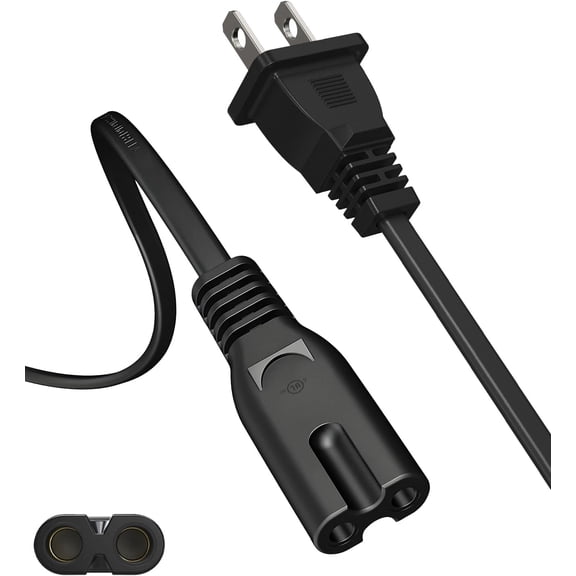 6ft 2-Prong Power Cord for Xbox Series X/S, One X/S, PS5, PS4 Slim, PS3 Slim/Super Slim, Universal Figure-8 AC Cable for TV, Printer, Speaker, Replacement Charger Wire, Black