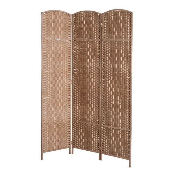 6ft 3 Panel Wicker Room Divider Freestanding Folding Privacy Screen Natural
