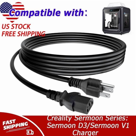 6ft 3D Printer Power Cord Compatible with Creality Sermoon Series:Sermoon D3/Sermoon V1