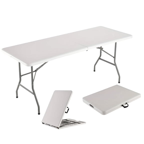 6ft/4ft Foldable Rectangle Table w/Handle, Portable Plastic Party Dining Desk for Indoor Outdoor Picnic Camping Weddings