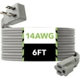 6ft Air Conditioner Extension Cord 14/3 SPT3, Gray, 3 Prong Grounded