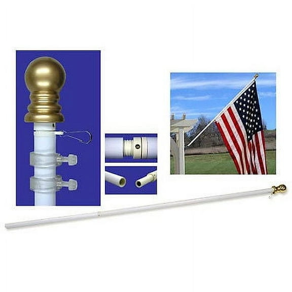 Online Stores 6' Silver Wall Mount Aluminum Spinner Flagpole with EZ Clips
