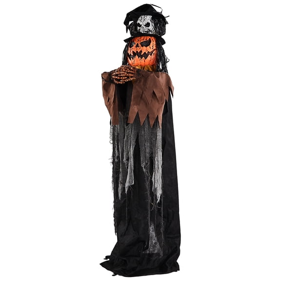 6ft Animated Halloween Skull Pumpkin Man, Sound Activated Yard Decoration (Batteries Not Included)