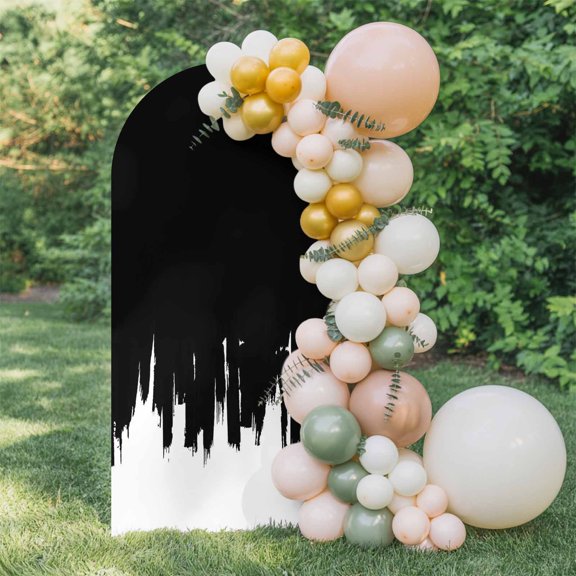 6ft Arch Backdrop Cover,Abstract Black Graffiti Texture Arch Stand Cover Spandex Fitted Backdrop Covers Modern Minimalist Art Wedding Birthday Bridal Shower Party Background Decoration
