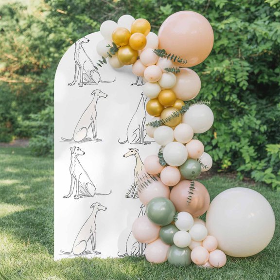 6ft Arch Backdrop Cover,Abstract Greyhound Dog Sketch Arch Stand Cover Spandex Fitted Backdrop Covers Animal Pattern Line Art on White Wedding Birthday Bridal Shower Party Background Decoration