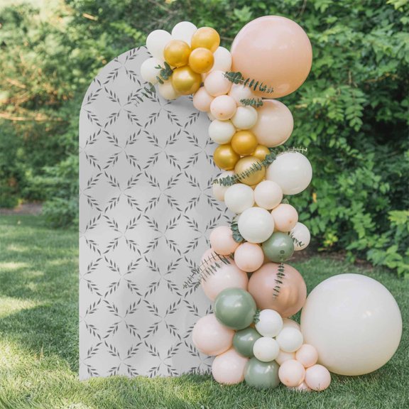 6ft Arch Backdrop Cover,Abstract Lattice Diamond Texture Arch Stand Cover Spandex Fitted Backdrop Covers Modern Stripe Arrow on Gray Wedding Birthday Bridal Shower Party Background Decoration