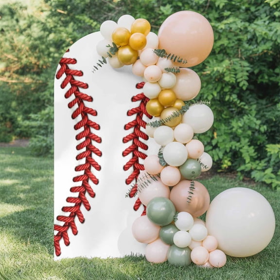 6ft Arch Backdrop Cover,Baseball Stitches Texture Arch Stand Cover Spandex Fitted Backdrop Covers Modern Minimalist Sport Theme Wedding Birthday Bridal Shower Party Background Decoration