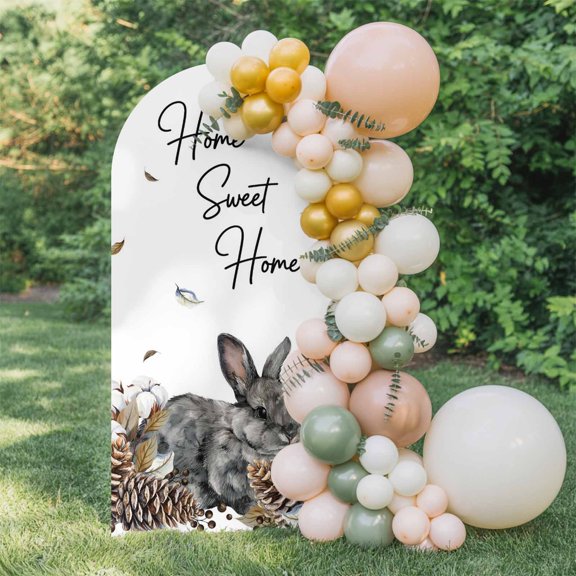 6ft Arch Backdrop Cover,Farmhouse Rabbit Rustic Plant Arch Stand Cover Spandex Fitted Backdrop Covers Fallen Leaf Pinecone Berry Wedding Birthday Bridal Shower Party Background Decoration