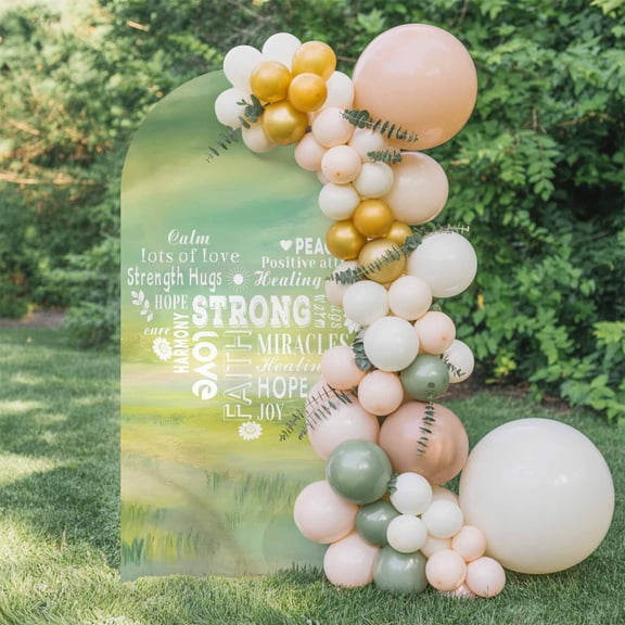 6ft Arch Backdrop Cover,Inspiration Quotes Heart Shaped Arch Stand Cover Spandex Fitted Backdrop Covers Watercolor Tie-Dye Gradient Wedding Birthday Bridal Shower Party Background Decoration