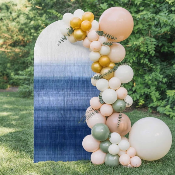 6ft Arch Backdrop Cover,Ocean Dark Blue Gradient Arch Stand Cover Spandex Fitted Backdrop Covers Ombre Summer Ocean Theme Wedding Birthday Bridal Shower Party Background Decoration