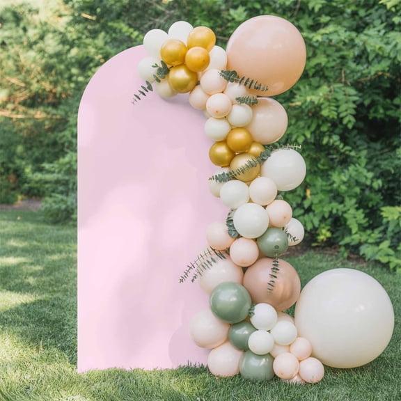 6ft Arch Backdrop Cover,Pink Simple Background Arch Stand Cover Spandex Fitted Backdrop Covers Pure Color Monochrome Wedding Birthday Bridal Shower Party Background Decoration