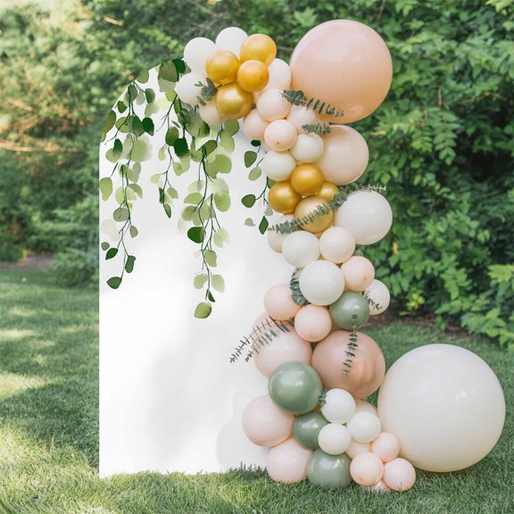 6ft Arch Backdrop Cover,Sage Green Eucalyptus Leaves Arch Stand Cover Spandex Fitted Backdrop Covers Farm Plant on White Wedding Birthday Bridal Shower Party Background Decoration