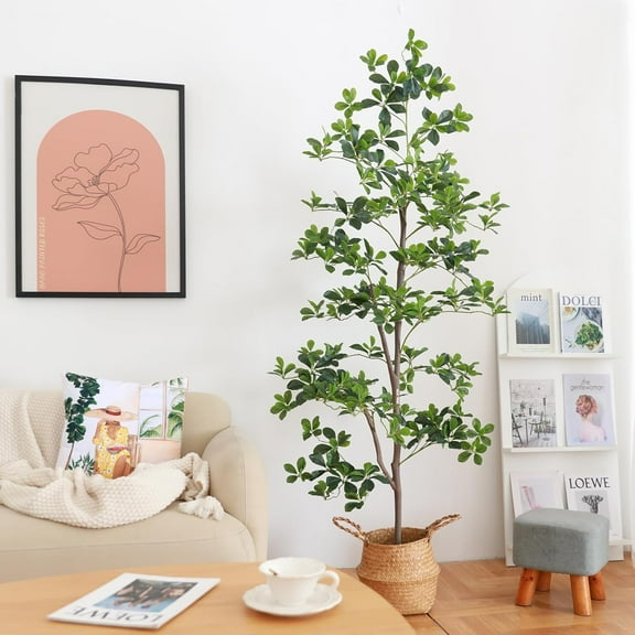 6ft Artificial Black Olive Tree, Faux Indoor Plant - Tall Tree for Home Decor & Office