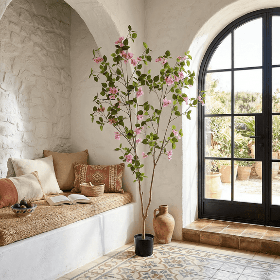 Hrsilvae 6ft Artificial Bougainvillea Flowering Tree in Pot for Indoor Outdoor Decor
