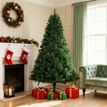 6ft Artificial Christmas Tree, 1050 Branch Tips Green Christmas Tree with Metal Stand, Large Bushy Christmas Pine Tree for Home Party Holiday Decoration, Easy Assembly