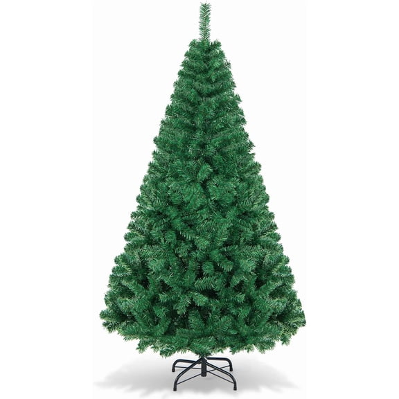 6ft Artificial Christmas Tree, Unlit Classic Pine Hinged Design, Dense Branches