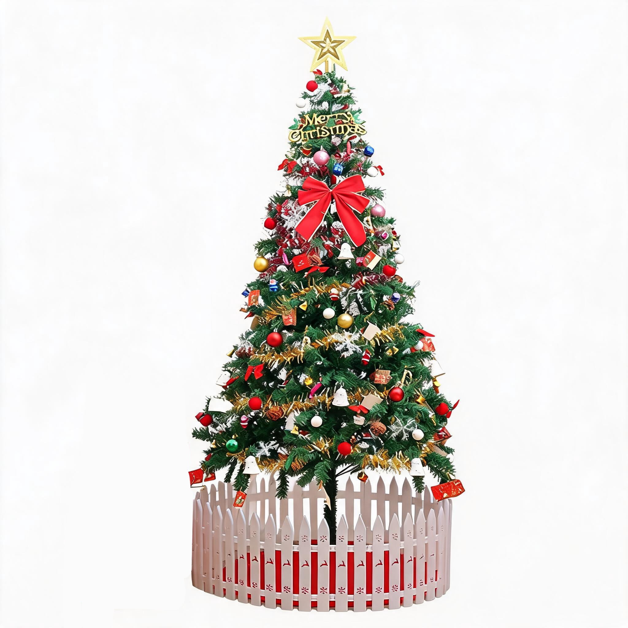 6ft Artificial Christmas Tree With Led Energy-Saving Lights, Including 195 Pendant Tree Skirts And Guardrails