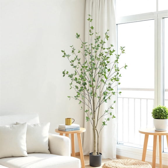 Nafresh 6ft Minimalist Faux Citrus Tree, 72" Realistic Artificial Citrus Tree with Lifelike Leaves and Trunks for Home Office Living Room Bedroom Porch Indoor & Outdoor Decor