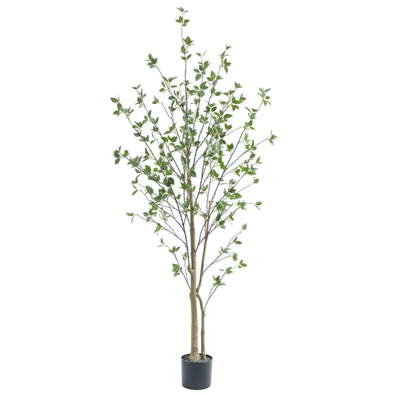 Nafresh 6ft Minimalist Faux Citrus Tree, 72" Realistic Artificial Citrus Tree with Lifelike Leaves and Trunks for Home Office Living Room Bedroom Porch Indoor & Outdoor Decor