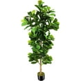 6ft Artificial Fiddle Leaf Fig Tree (72in) with Plastic Nursery Pot