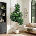 thumbnail image 1 of 6ft Artificial Fiddle Leaf Fig Tree - Faux Ficus Lyrata with White Planter, Indoor Floor Fake Plant for Living Room Home Office Decor, Housewarming Gift, 1 of 7