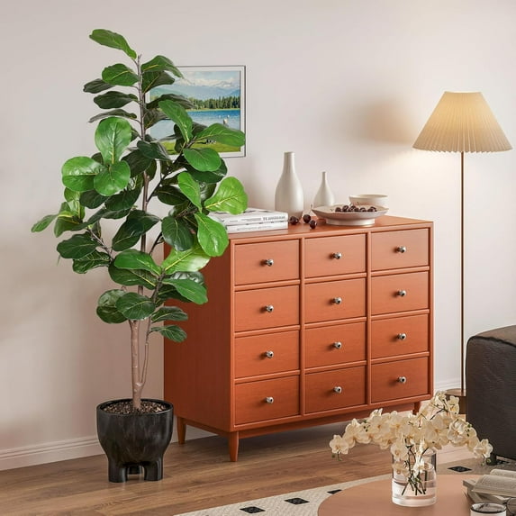 6ft Artificial Fiddle Leaf Fig Tree with Pot, Realistic Fake Ficus Lyrata Plant for Indoor Outdoor Home Office Garden Decor