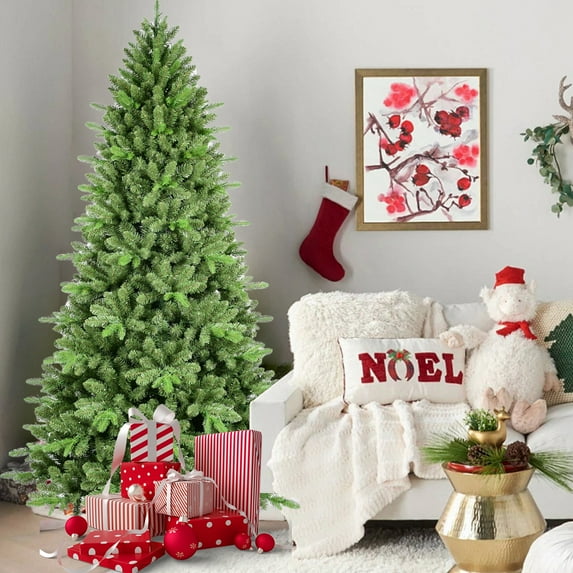 6ft Artificial Green Christmas Tree with 1168 PE/PVC Mixed Branch Tips Hinged Premium Foldable Base for Indoor Holiday Decor - Automatic Hinge & Storage Bag