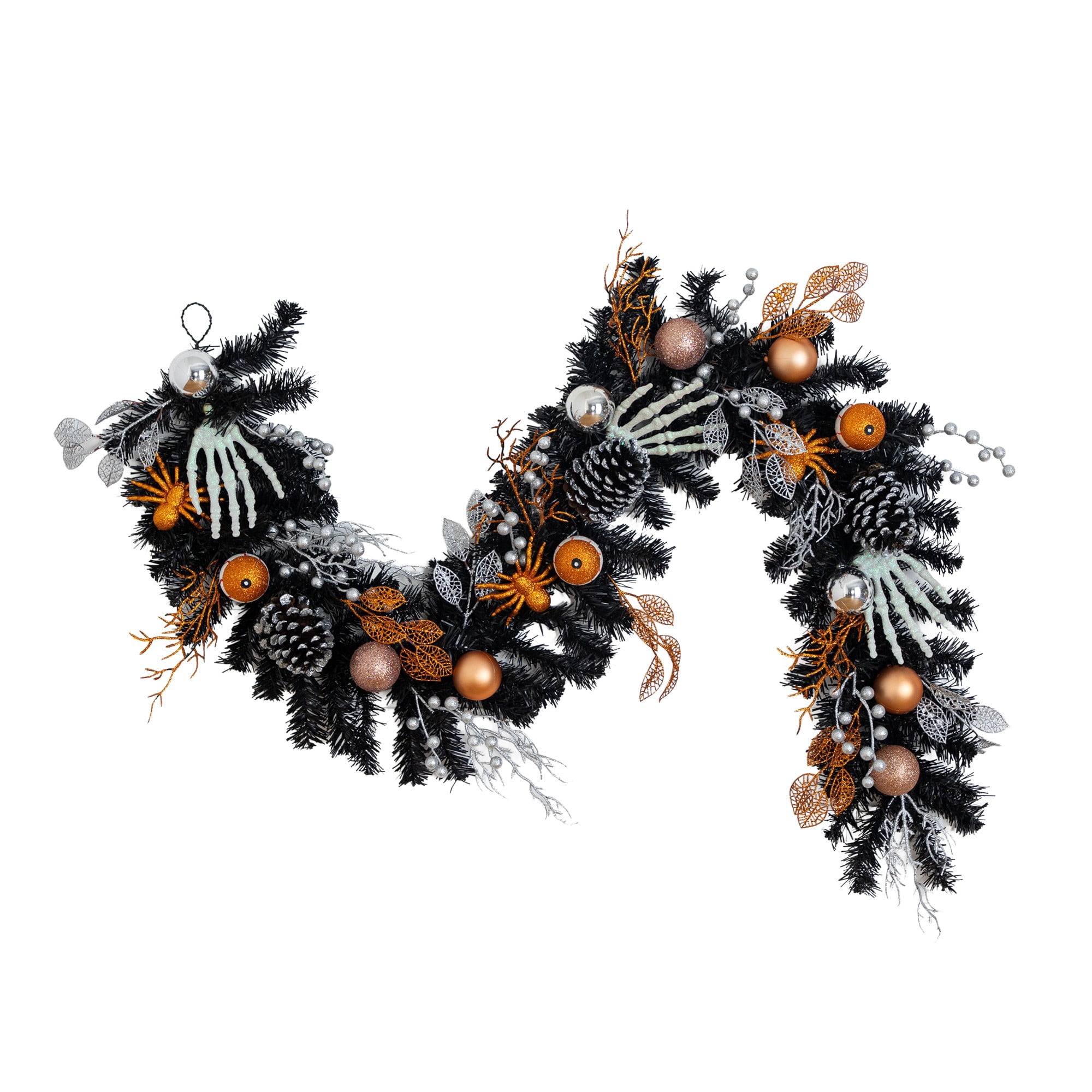 6ft. Artificial Halloween Black Garland with Hands, Spiders and Eyeballs