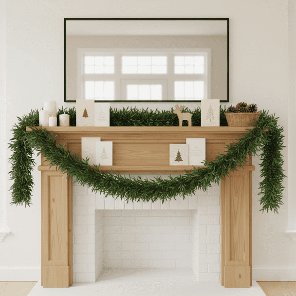 6ft Artificial Norfolk Pine and Olive Garland, Mixed Faux Greenery Vine for Christmas Mantle, Realistic Holiday Hanging Decoration for Winter Home Fireplace Staircase Xmas Decor