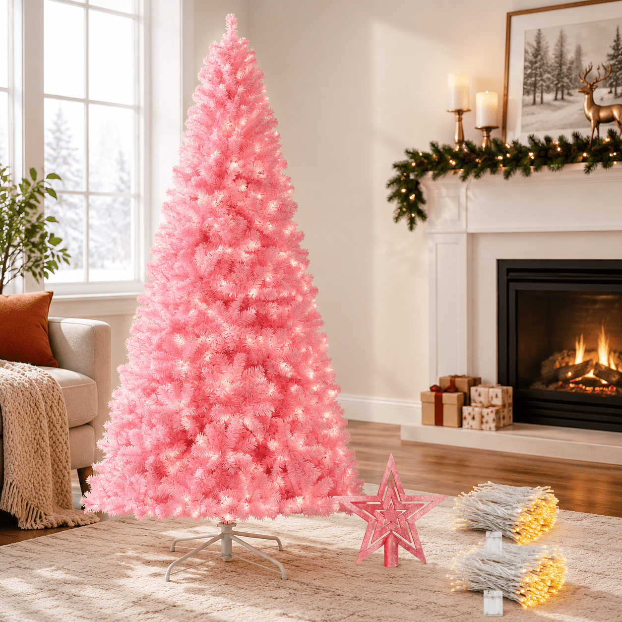 Pinkmas Tree Designs 6ft Artificial Pinkmas Tree Xmas With 1005 Branch Tips And Decorations ...